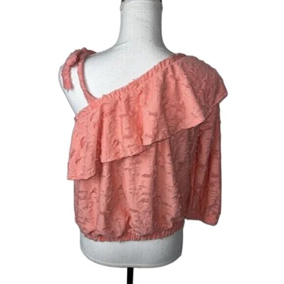 XXL top LC Lauren Conrad top asymmetrical ruffle one shoulder 3/4 sleeve - Picture 2 of 6
